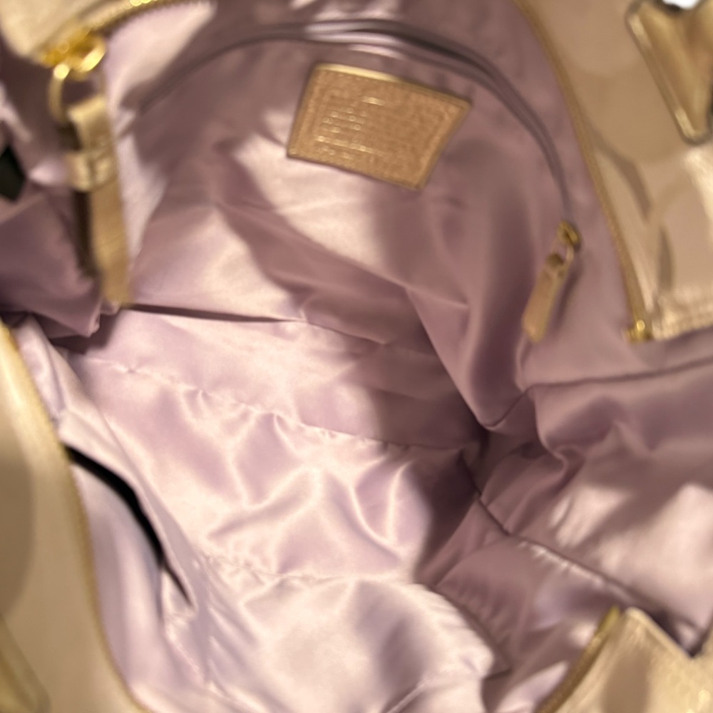 Coach Metallic Gold and Cream Tote - Picture 3 of 10